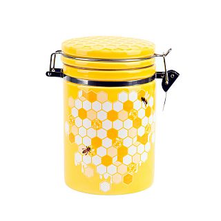 Банка для сыпучих продуктов Dolomite Honey, с клипсой, керамическая, 630 мл, 14,5 x 10 x 14,5 см фото