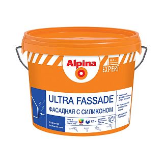 Краска фасадная силиконовая Alpina Expert Ultra Fassade, база 1, белая, 9 л фото