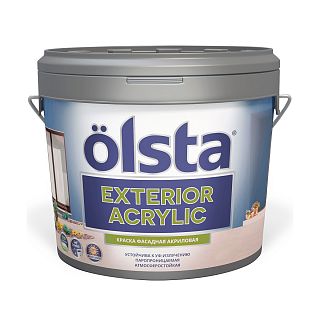 Краска фасадная Olsta Exterior Acrylic, акриловая, база A, белая, 2,7 л фото