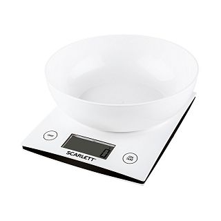 Весы кухонные электронные Scarlett SC-KS57B10, круглая чаша, до 5 кг, белые фото