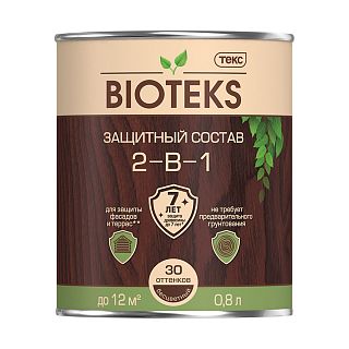 Защитный лессирующий состав для дерева Bioteks 2-в-1, 9 л, бесцветный фото