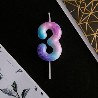 Свеча для торта Disco Party цифра 3, 5,5 x 8 см фото