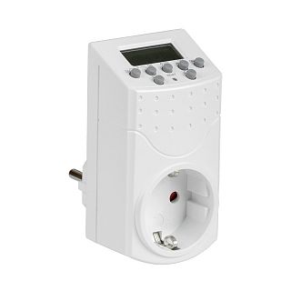Таймер розеточный электрический IEK РТЭ-1, недельный, 1 мин/7 дн, 16 А, IP20, белый фото
