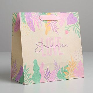 Пакет подарочный Дарите Счастье Summer love, крафтовый, 22 x 22 x 11 см фото