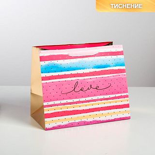 Пакет подарочный Дарите Счастье Love, ламинированный, 30,5 x 25,5 x 18 см фото