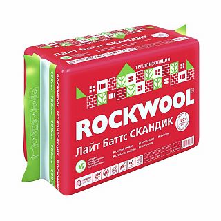 Каменная вата Rockwool Лайт Баттс Скандик, 1200 x 600 x 100 мм, 6 плит фото