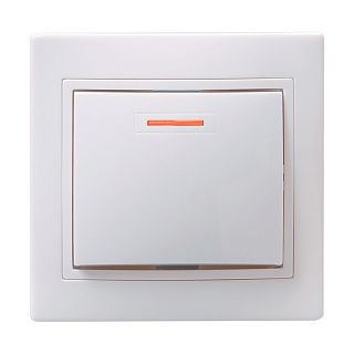Выключатель одноклавишный встраиваемый IEK Кварта ВС10-1-1-КБ, 10 А, с подсветкой, белый фото