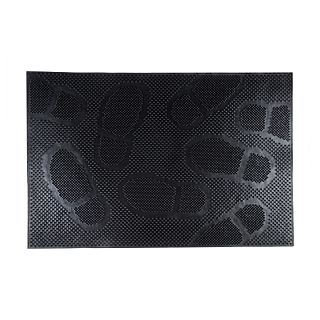 Коврик придверный SunStep Следы, резиновый, 40 x 60 см, черный фото