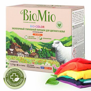 Стиральный порошок для цветного белья BioMio Bio-Color, с экстрактом хлопка, 1,5 кг фото