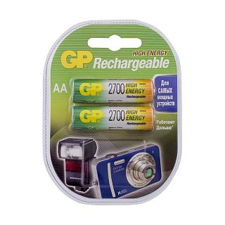 Аккумулятор GP Rechargeable 270AAHC-2DECRC2, Ni-MH, типоразмер АА, 2700 мАч, 1,2 В, 2 шт фото