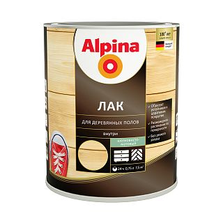 Лак для деревянных полов Alpina, алкидно-уретановый, шелковисто-матовый, 0,75 л фото