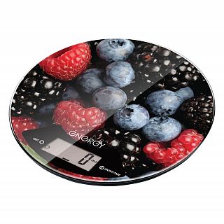 Весы кухонные электронные Energy EN-403 круглые, стекло, дизайн ягоды фото