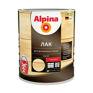 Лак для деревянных полов Alpina, алкидно-уретановый, глянцевый, 0,75 л фото