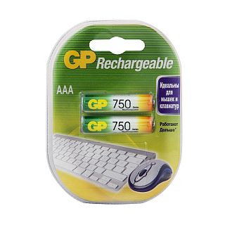 Аккумулятор GP Rechargeable 75AAAHC-2DECRC2, Ni-MH, типоразмер АAА, 750 мАч, 1,2 В, 2 шт фото