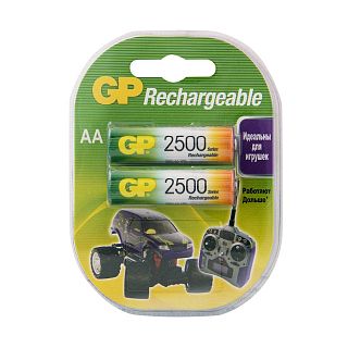 Аккумулятор GP Rechargeable 250AAHC-2DECRC2, Ni-MH, типоразмер АА, 2500 мАч, 1,2 В, 2 шт фото