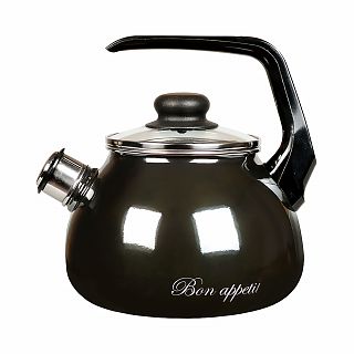 Чайник эмалированный со свистком Vitross Bon appetit, 3 л, мокрый асфальт фото