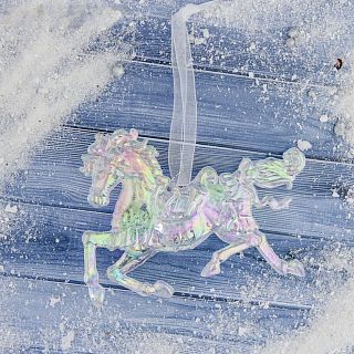 Украшение декоративное новогоднее Зимнее волшебство Конь, 9 x 12 см, прозрачный перелив фото