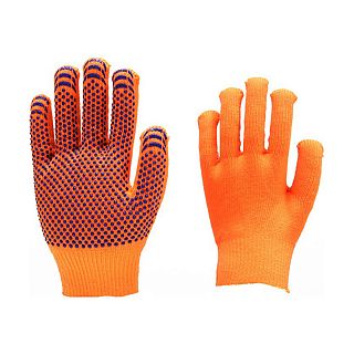 Перчатки полушерстяные утепленные с ПВХ, оранжевые фото