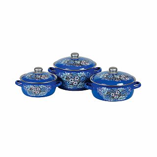Набор эмалированных кастрюль СтальЭмаль Вологодский сувенир, 6 предметов, ярко-синий фото