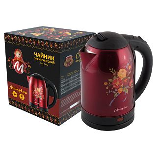 Чайник электрический Матрена MA-005, 2 л, сталь, красный, Хохлома фото