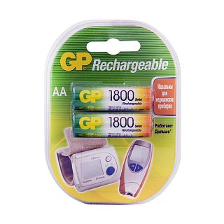 Аккумулятор GP Rechargeable 180AAHC-2DECRC2, Ni-MH, типоразмер АА, 1800 мАч, 1,2 В, 2 шт фото