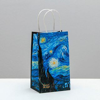 Пакет подарочный Дарите Счастье Ван Гог, крафтовый, 12 x 21 x 9 см фото