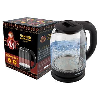 Стеклянный чайник электрический Матрена MA-007, 1,8 л, пластик черный фото
