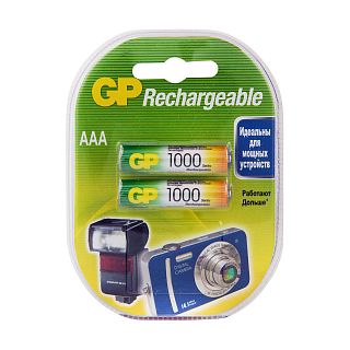 Аккумулятор GP Rechargeable 100AAAHC-2DECRC2, Ni-MH, типоразмер АAА, 1000 мАч, 1,2 В, 2 шт фото