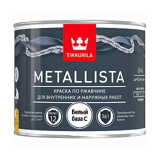 Краска для металла по ржавчине 3в1 Metallista TIKKURILA 0,9 л белая (база А) фото