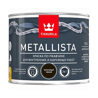 Краска для металла по ржавчине 3в1 молотковая Metallista TIKKURILA 0,9 л черная фото
