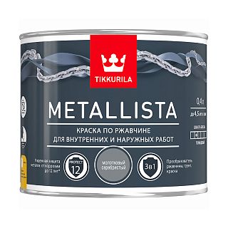 Краска для металла по ржавчине 3в1 молотковая Metallista TIKKURILA 0,9 л черная фото