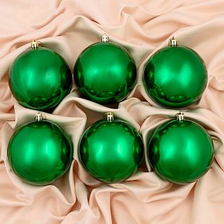 Набор елочных шаров Зимнее волшебство Глянец, d 10 см, 6 шт, зеленый фото