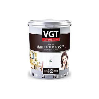 Краска моющаяся для стен и обоев VGT Premium iQ123, база A, белая, 9 л фото