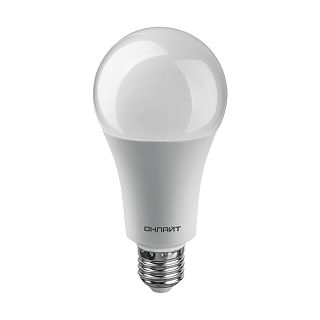 Лампа светодиодная LED Онлайт, E27, A60, 25 Вт, 4000 K, холодный свет фото
