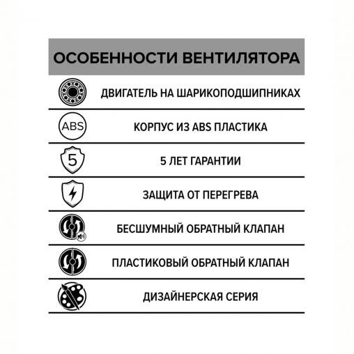 Вентилятор осевой вытяжной DiCiTi Rio 4C Obsidian, с обратным клапаном, D 100 мм, 14 Вт фото