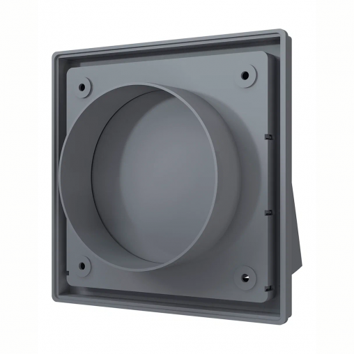 Выход стенной вытяжной Era 1515К10ФВ сер, 150 x 150 мм, с обратным клапаном, с фланцем D 100 мм фото