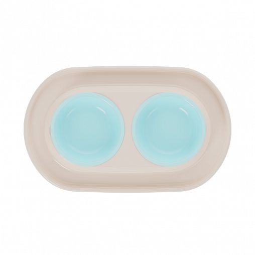 Миска для животных Альтернатива Мур-Мяу, двойная на подставке, 0,3 л, светло-бежевая фото