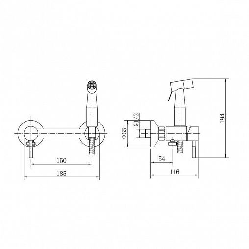Гигиенический душ со смесителем Fashun A57503-7, черный фото