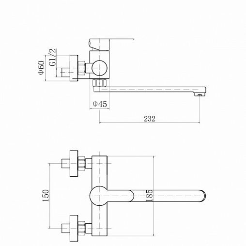 Смеситель для кухни настенный Fashun A54601, сатин фото