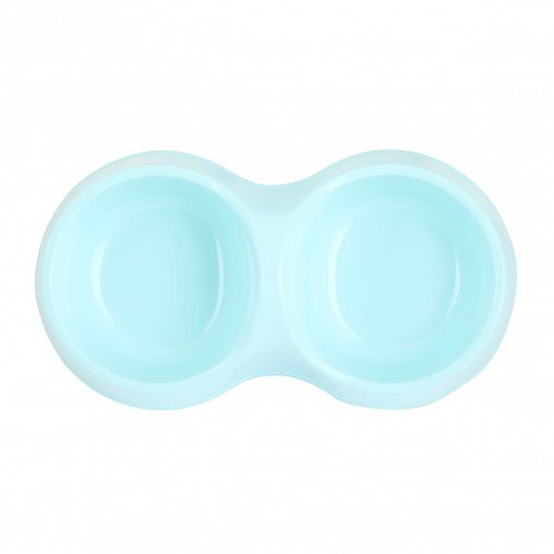 Миска для животных Альтернатива Мур-Мяу, двойная, 0,2 л, голубая фото