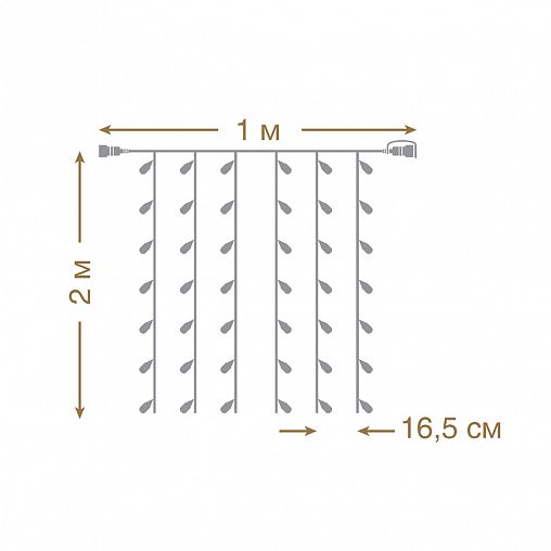 Электрогирлянда-конструктор Vegas Занавес, 6 нитей, 96 LED ламп, 1 x 2 м, многоцветная фото