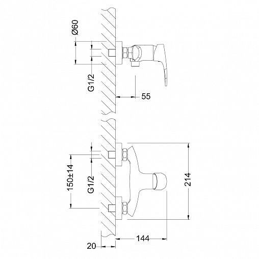 Смеситель для душа Lemark Linara LM0403C, однорычажный, хром фото