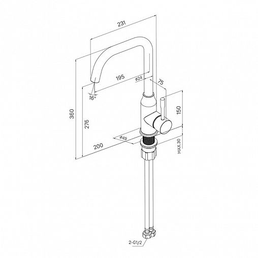 Смеситель для кухни Milardo Meal, глянцевый хром фото