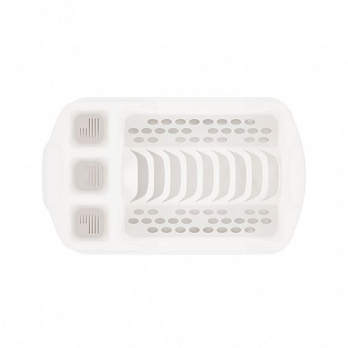 Сушилка для посуды и столовых приборов Альтернатива, со сливом, 43,5 x 26,5 x 12 см, белая фото