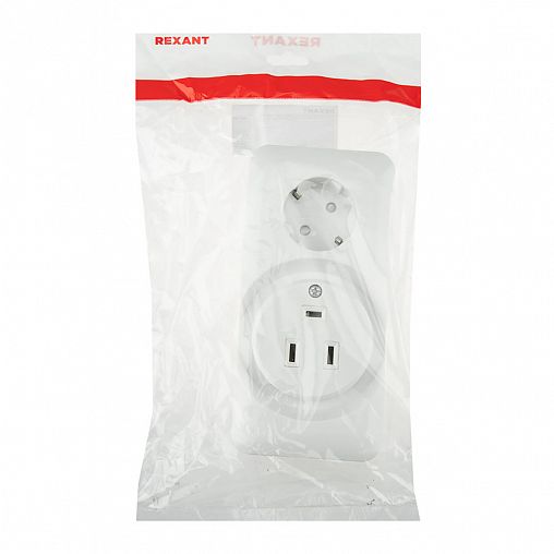 Розетка силовая для электроплиты РШ Rexant, двойная, 32А/16A, 250 В, 2Р+РЕ, белая фото