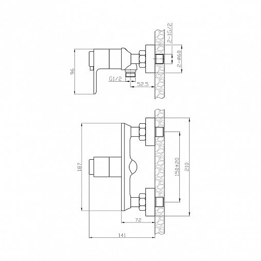 Смеситель для душа Rossinka RS50-41, с термостатом, однорычажный, хром фото
