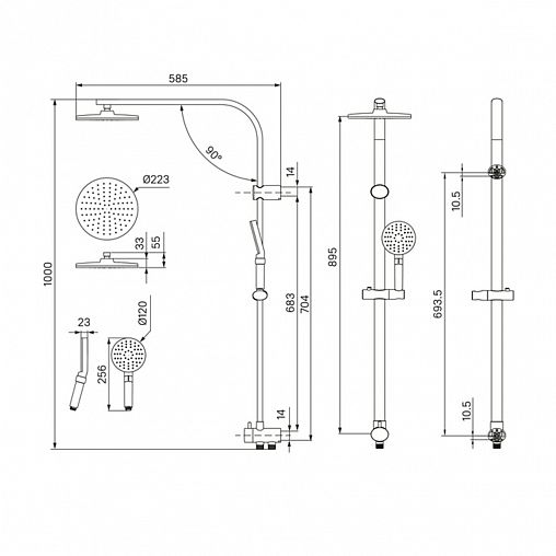 Душевой комплект IDDIS Swipe (стойка, лейка, шланг, держатель), хром фото