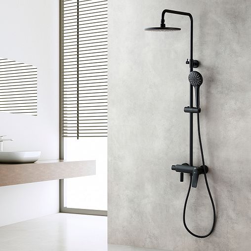 Душевая система Lemark Bronx LM3762BL, черная фото