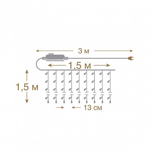 Электрогирлянда Vegas Занавес, 156 LED ламп, 12 нитей, 8 режимов, 1,5 x 1,5 м, красная фото