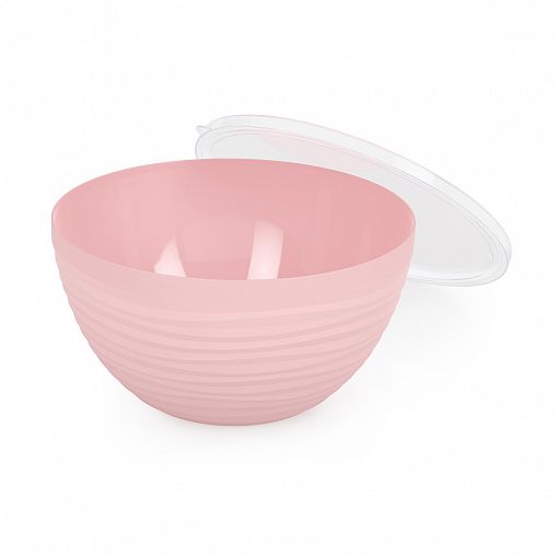 Салатник пластиковый Альтернатива Оазис, с крышкой, 4 л, розовый фото